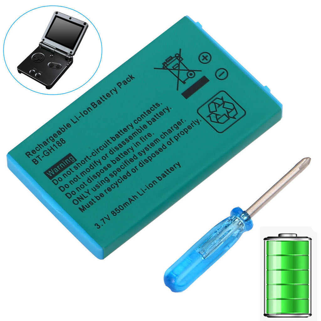 Rechargeable Lithium Ion Battery with Screwdriver for GBA SP - New